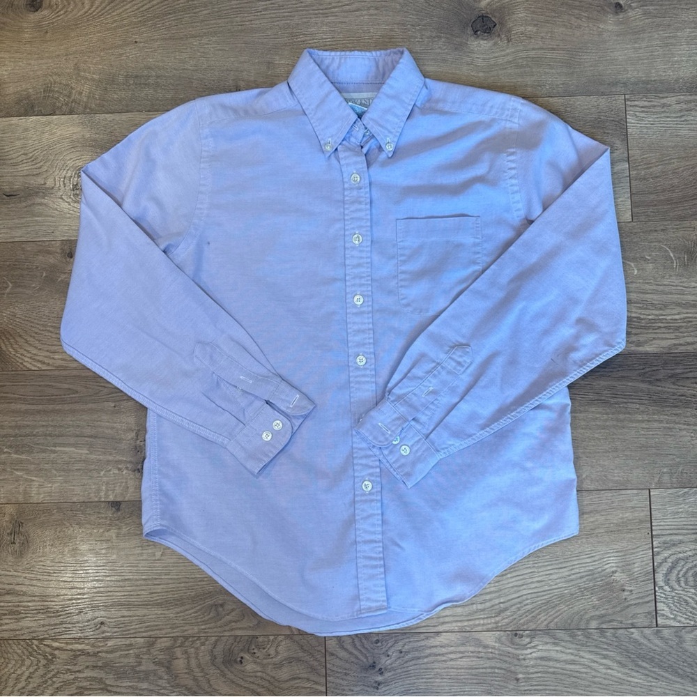 Lands End Timeless Purple Oxford Button Down Long Sleeved Shirt Size 8 Petite